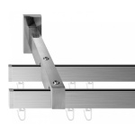 Двухрядный стеновой карниз для штор «Лайн» шлифованный никель (13х31 240)