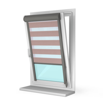 Рулонная штора «UNI 2 День-Ночь» фурнитура Темно-серая. Ткань коллекции «Соло» Мокка (компл. Besta)