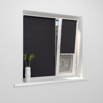 Рулонная штора «Мини» фурнитура Белая. Ткань коллекции «Тэсиро» Темно-серый (компл. Besta)