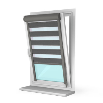 Рулонная штора «UNI 2 День-Ночь» фурнитура Темно-серая. Ткань коллекции «Соло» Темно-серый (компл. Besta)