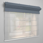 Римская штора «День-ночь» белый подъем. мех. «Валенсия» Серо-синий («Твинс One Touch» L=170 см H=170 см)