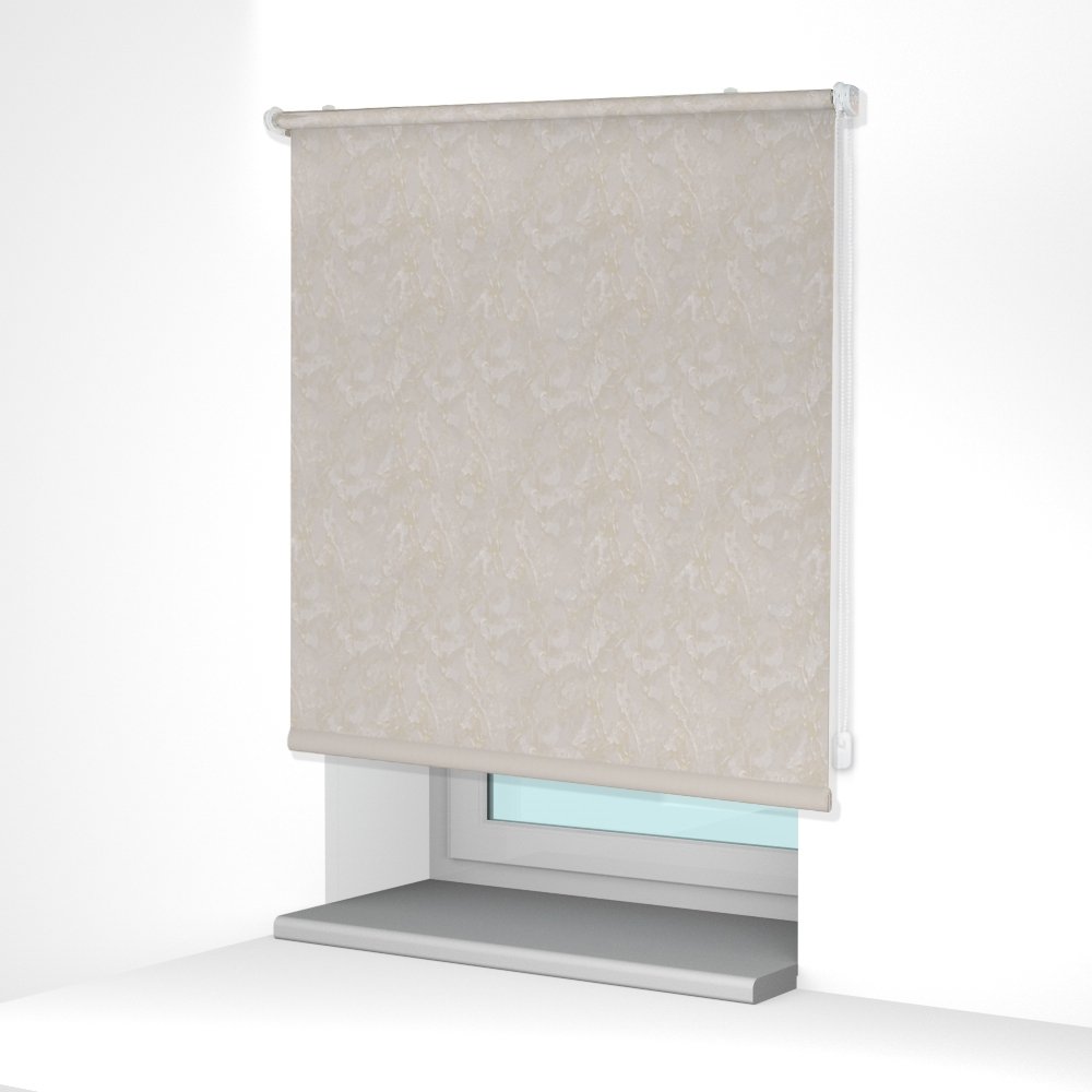 Рулонная штора «MGS» фурнитура Белая. Ткань коллекции «Шелк» Жемчуг