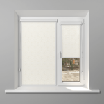 Рулонная штора «UNI 2» фурнитура Белая. Ткань коллекции «Пандора» Жемчуг глянец