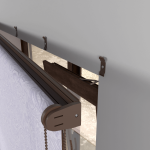 Рулонная штора «MGS» фурнитура Коричневая. Ткань коллекции «Арабеска» Белый