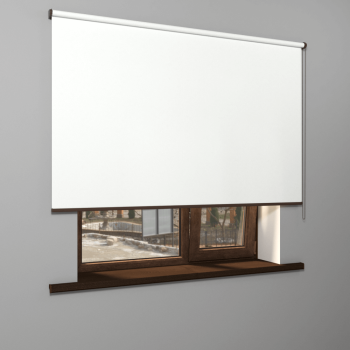 Рулонная штора «MGS» фурнитура Коричневая. Ткань коллекции «Топ» Белый (компл. Besta)