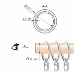 Кольцо 16 круглое с пластиком и крючком упак. 10 шт (ЧЗ)