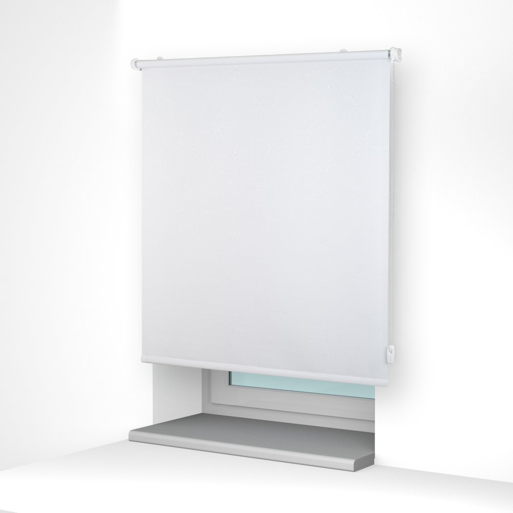 Рулонная штора «MGS» фурнитура Белая. Ткань коллекции «Родонит» Белый