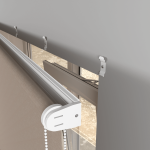 Рулонная штора «MGS» фурнитура Белая. Ткань коллекции «Тэсиро» Бежевый