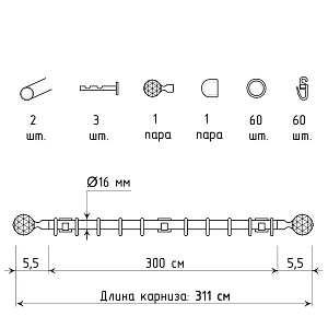изображение двухрядный стеновой карниз для штор «морано» хром матовый на olexdeco.ru