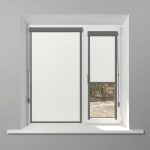 Рулонная штора «UNI 2» фурнитура Темно-серая. Ткань коллекции «Санторини» Белый