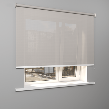 Рулонная штора «Moncada» ø38 фурнитура Белая. Ткань коллекции «Скрин Виши» Бело-серый (компл. Россия)