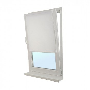 Рулонная штора «Мини» фурнитура Белая. Ткань коллекции «Арабеска» Белый (компл. Besta)