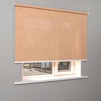 Рулонная штора «Moncada» ø38 фурнитура Белая. Ткань коллекции «Арабеска» Бежевая