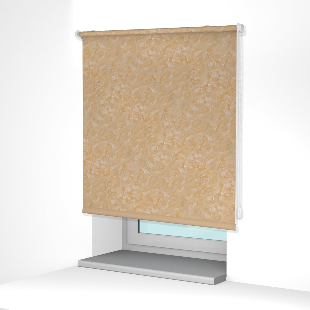 Рулонная штора «MGS» фурнитура Белая. Ткань коллекции «Шелк» Песок