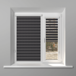 Рулонная штора «UNI 1 День-Ночь» фурнитура Белая. Ткань коллекции «Саванна» Черный