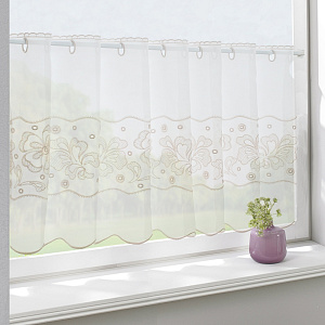 Штора-кафе «Flowers» беж высота 45см