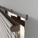 Рулонная штора «MGS День-Ночь» фурнитура Коричневая. Ткань коллекции «Саванна» Жемчуг