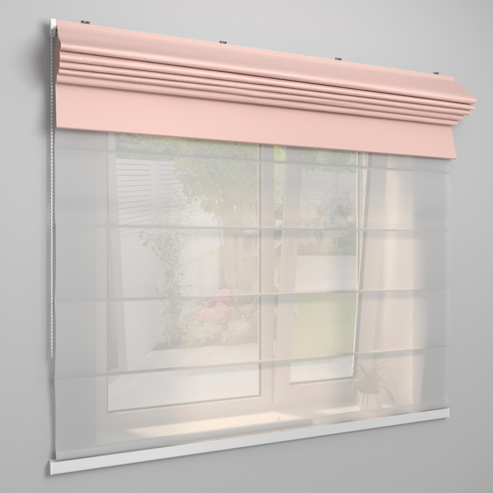 Римская штора «День-ночь» индивидуальный размер ткань «Валенсия» Blackout Пудра