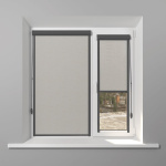 Рулонная штора «UNI 2» фурнитура Темно-серая. Ткань коллекции «Лен» Бежевый