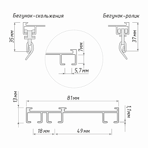 изображение трехрядный настенный / потолочный алюминиевый карниз «прага» белый на olexdeco.ru