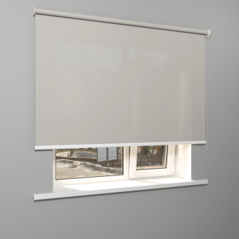 Рулонная штора «Moncada» ø38 фурнитура Белая. Ткань коллекции «Лен» Бежевый