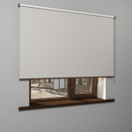 Рулонная штора «MGS» фурнитура Коричневая. Ткань коллекции «Лен» Blackout Бежевый