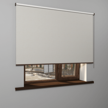 Рулонная штора «MGS» фурнитура Коричневая. Ткань коллекции «Лен» BO Бежевый (компл. Besta)