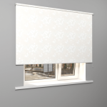 Рулонная штора «MGS» фурнитура Белая. Ткань коллекции «Фрассино» Жемчуг