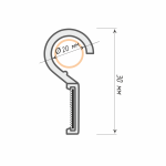 Клипса-крючок для панели с липучкой ø16-20 мм (Прозрачный)