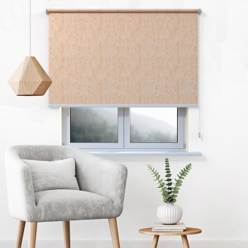 Рулонная штора «Toledo» ø28 фурнитура Белая. Ткань коллекции «Шелк» Мокка