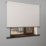 Рулонная штора «MGS» фурнитура Коричневая. Ткань коллекции «Шелк Blackout» Жемчуг