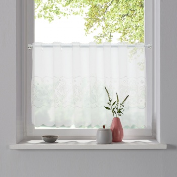 Штора-кафе «Flowers» молоко высота 45см