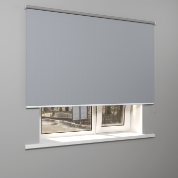 Рулонная штора «MGS» фурнитура Белая. Ткань коллекции «Аканта» Silver Blackout Серая 