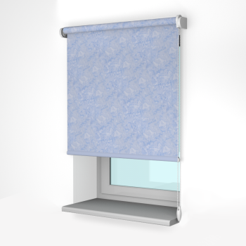 Рулонная штора «Стандарт» фурнитура Белая. Ткань коллекции «Шелк» Голубой (компл. Россия)