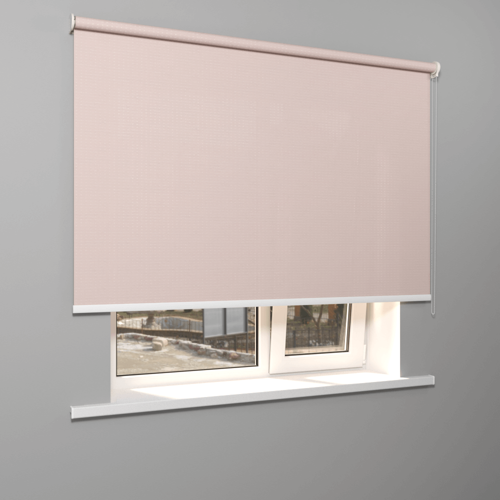 Рулонная штора «Moncada» ø38 фурнитура Белая. Ткань коллекции «Квадро» Мокка