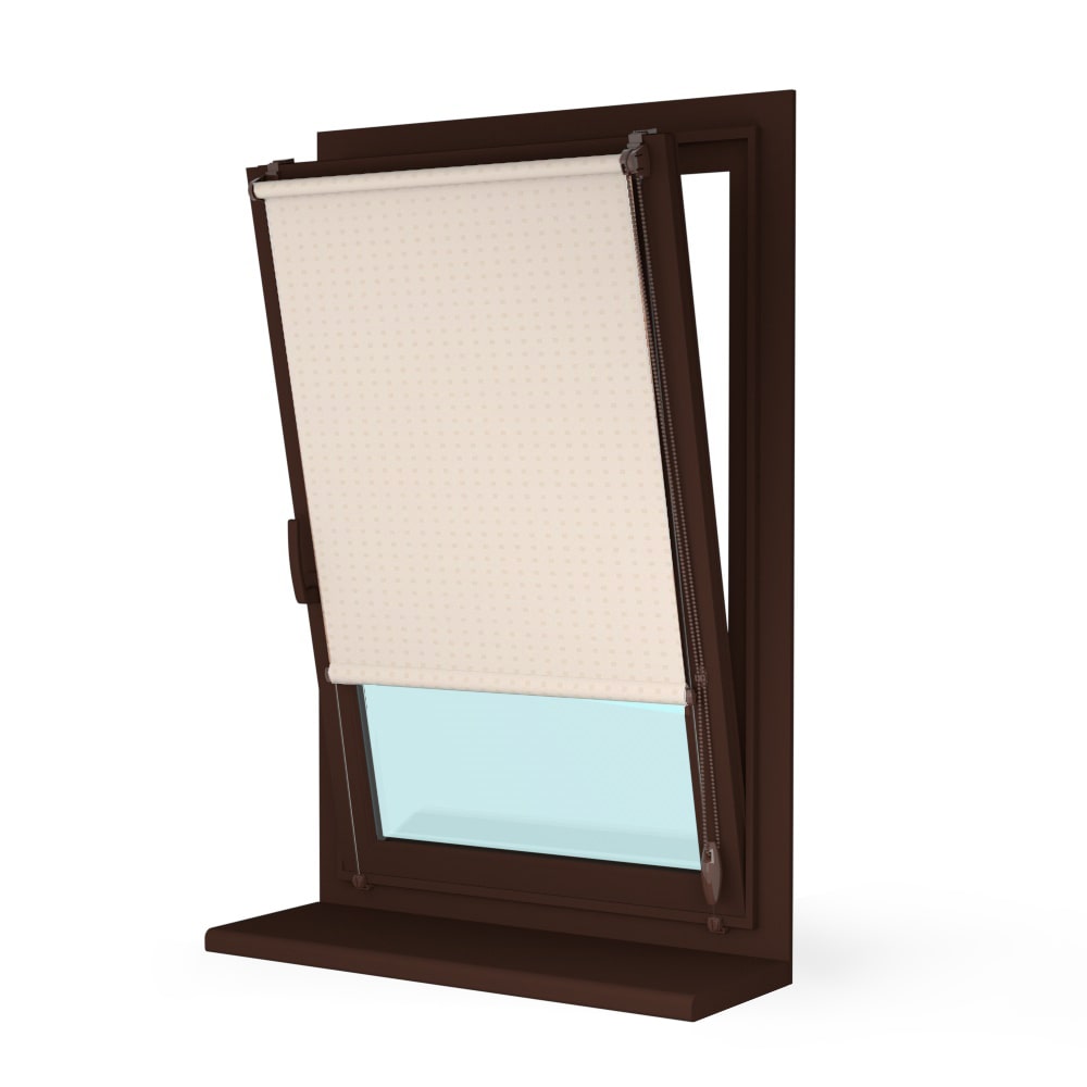 Рулонная штора «Мини» фурнитура Коричневая. Ткань коллекции «Квадро» Шампань