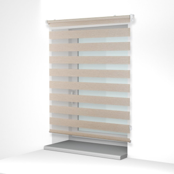 Рулонная штора «MGS День-Ночь» фурнитура Белая. Ткань коллекции «Саванна» Шампань