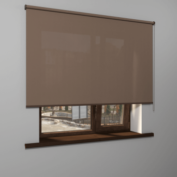 Рулонная штора «MGS» фурнитура Коричневая. Ткань коллекции «Плэин» Какао (компл. Besta)