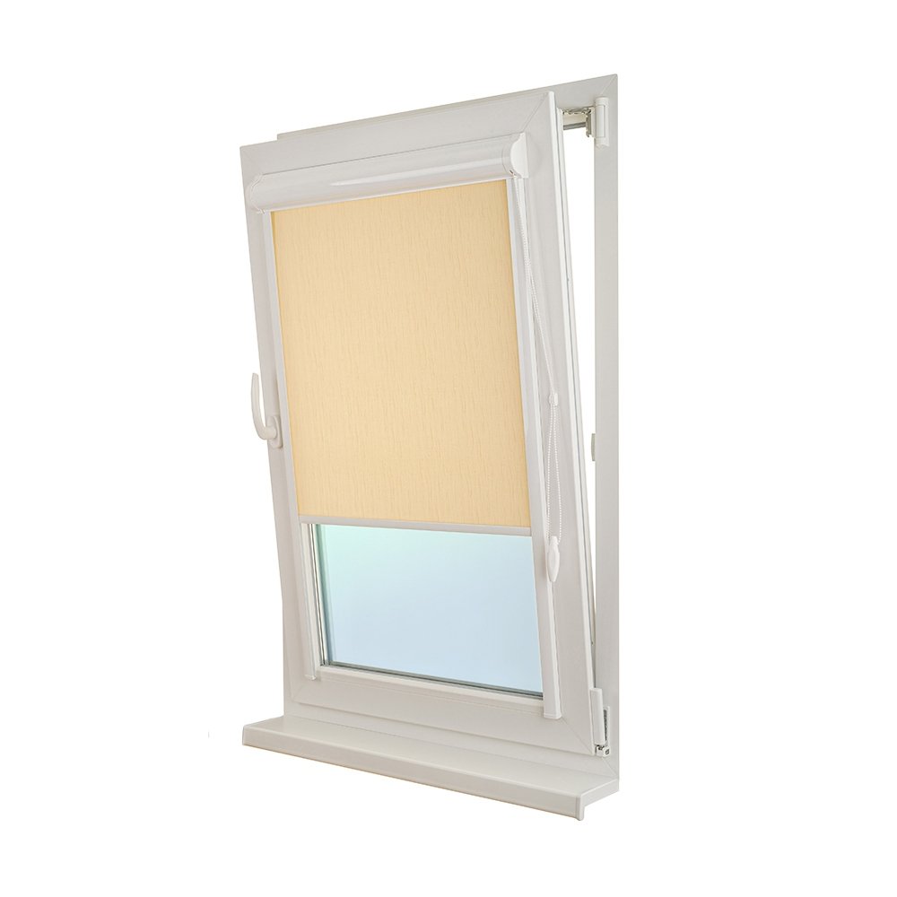 Рулонная штора «UNI 2» фурнитура Белая. Ткань коллекции «Лазурь» Бежевый