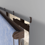 Рулонная штора «MGS» фурнитура Коричневая. Ткань коллекции «Шелк» Голубой