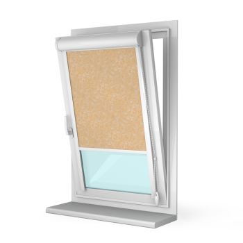 Рулонная штора «UNI 2» фурнитура Белая. Ткань коллекции «Шелк» Песок (компл. Besta)