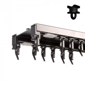 Двухрядный потолочный алюминиевый карниз «Прага» Черный (100-2 бегунок)