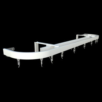 изображение стеновой профильный карниз для штор «универсал» с поворотами к стене двухрядный белый на olexdeco.ru