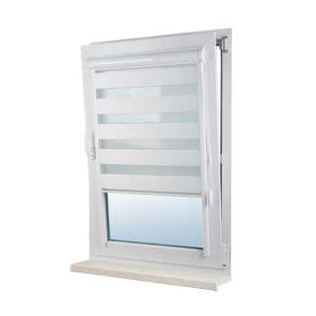 Рулонная штора «UNI 2 День-Ночь» фурнитура Белая. Ткань коллекции «Саванна» Белый (компл. Besta)