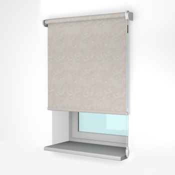 Рулонная штора «Стандарт» фурнитура Белая. Ткань коллекции «Шелк» Жемчуг (компл. Россия)