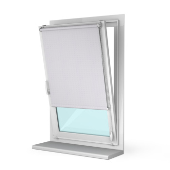 Рулонная штора «Мини» фурнитура Белая. Ткань коллекции «Квадро» Жемчуг (компл. Besta)