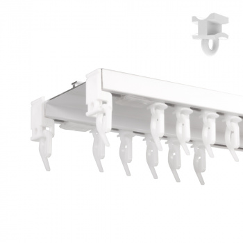 Двухрядный потолочный алюминиевый карниз «Прага» Белый (100-2 бегунок)