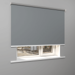 Рулонная штора «Moncada» ø38 фурнитура Белая. Ткань коллекции «Плэин» Silver  Blackout Серый