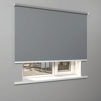 Рулонная штора «Moncada» ø38 фурнитура Белая. Ткань коллекции «Плэин» Silver  BO Серый (компл. Россия)