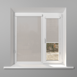 Рулонная штора «UNI 1» фурнитура Белая. Ткань коллекции «Скрин Виши» Бело-серый